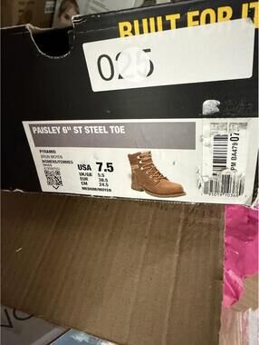 Caterpillar Paisley 6" Steel Toe P91573 Womens Brown Wide Work Boots